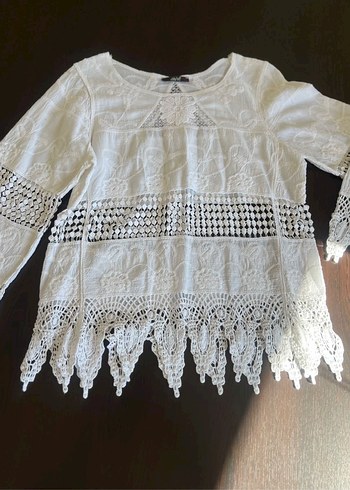 Dantel Detaylı Dilvin Beyaz Kadın Bluz - Görsel 4