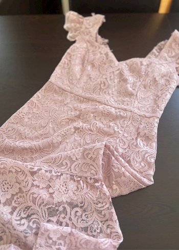 Trendyol pembe sırt detaylı elbise - Görsel 5