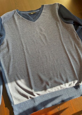 Gri V Yaka Pamuklu Fabrika Kazak - Görsel 4