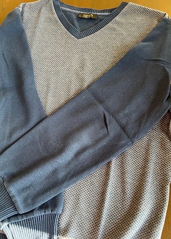 Gri V Yaka Pamuklu Fabrika Kazak - Görsel 6