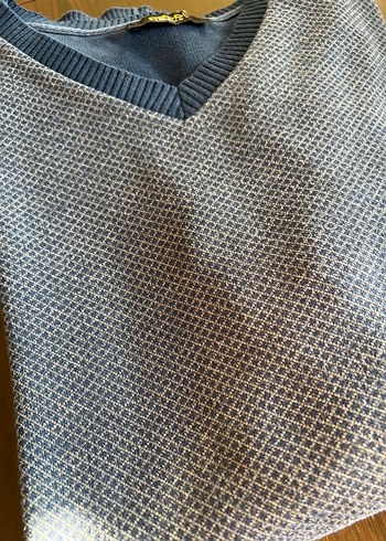 Gri V Yaka Pamuklu Fabrika Kazak - Görsel 2