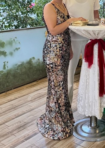 Payetli Nakışlı Uzun Gece -Abiye Elbise - Görsel 2