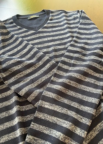 Fabrika çizgili Erkek Triko Kazak L beden - Görsel 3