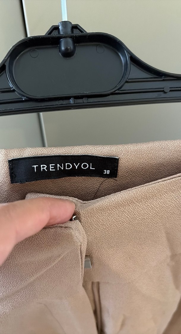 Bej Pilili Midi Kumaş Pantolon - Görsel 2