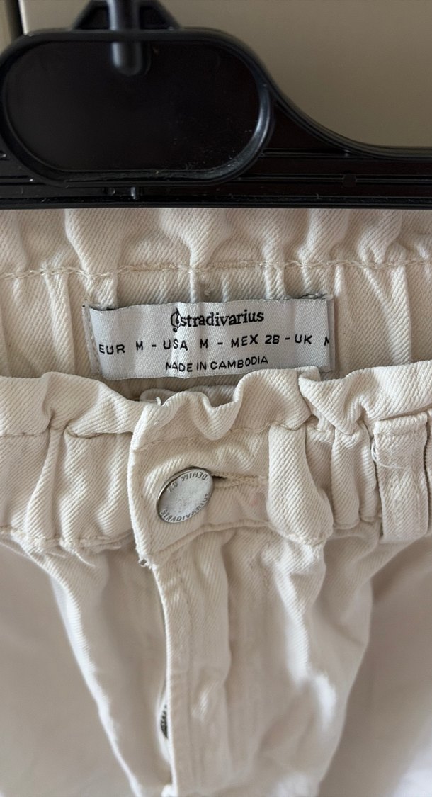 Beyaz Bol Kesim Keten Midi Kadın Pantolon - Görsel 2