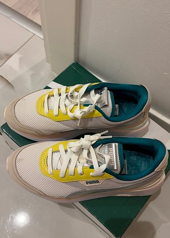 Puma Kadın Platform Spor Ayakkabı Beyaz Sarı - Görsel 3