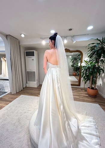 Askılı Uzun Beyaz A Kesim Gelinlik - Görsel 2