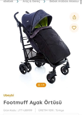 Ubeybi Siyah Bebek Arabası Ayak Örtüsü