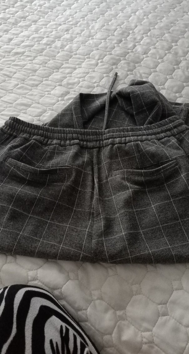 Gri Regular kareli erkek Kumaş Pantolon sonbahar - kış 34 beden - Görsel 4