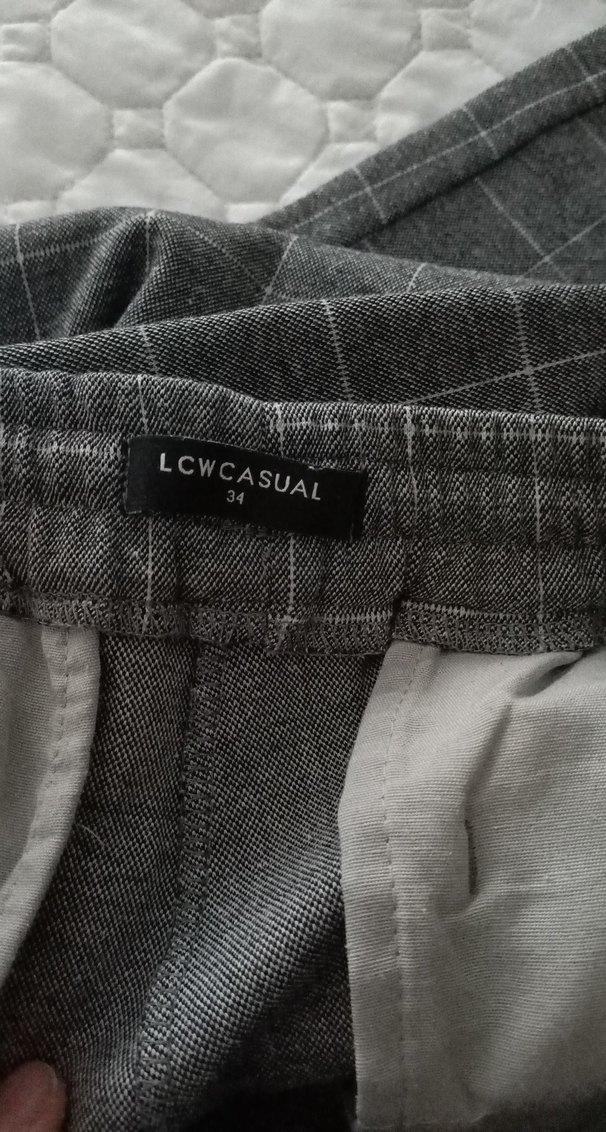 Gri Regular kareli erkek Kumaş Pantolon sonbahar - kış 34 beden - Görsel 3