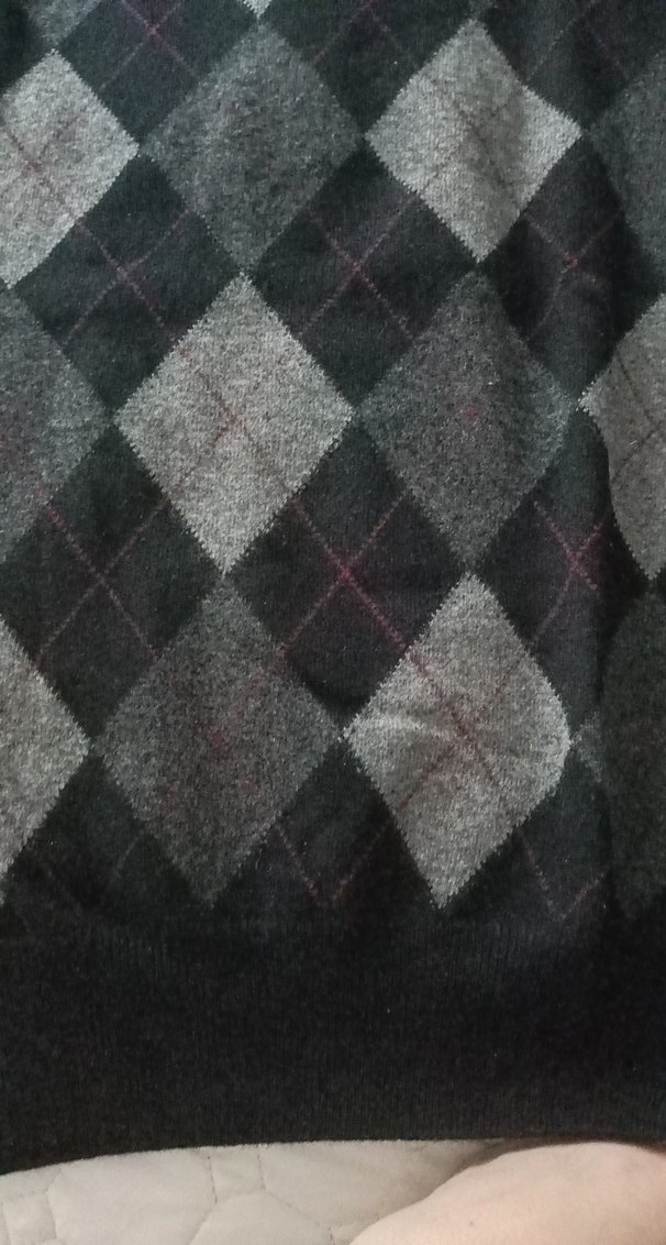 siyah gri baklavaDesenli ErkekKolsuz 100de yüz kuzu yünü Süveter - Görsel 2