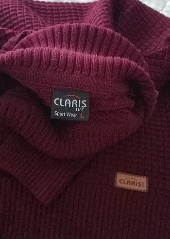 Bordo Boğazlı Triko erkek Kazak M-L uyumlu beden - Görsel 5