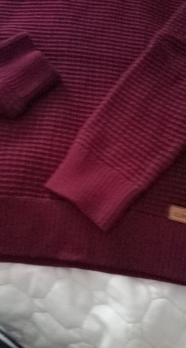 Bordo Boğazlı Triko erkek Kazak M-L uyumlu beden - Görsel 3