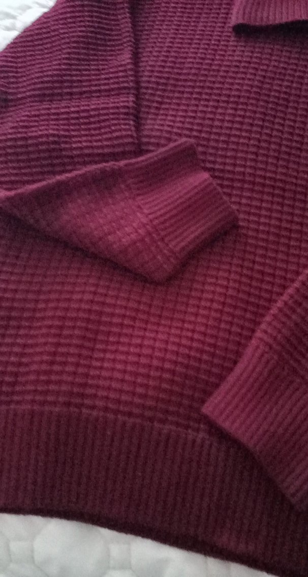 Bordo Boğazlı Triko erkek Kazak M-L uyumlu beden - Görsel 2