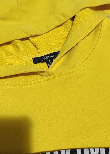 Sarı Kapüşonlu oversize Mini Sweatshirt - Görsel 2