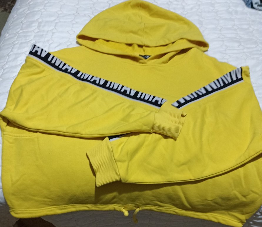 Sarı Kapüşonlu oversize Mini Sweatshirt - Görsel 3