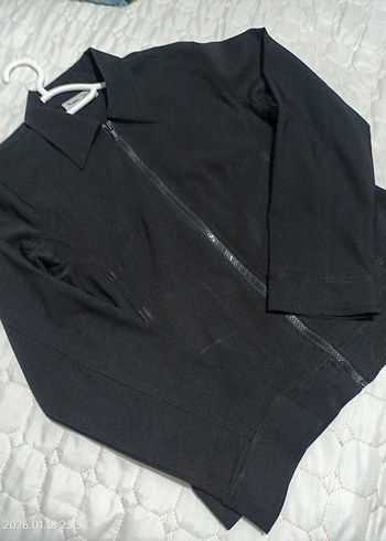 Fermuarlı Siyah dar kesim ceket - Görsel 3