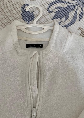 s Beden Beyaz Yarım Fermuarlı Kadın polar Sweatshirt s beden