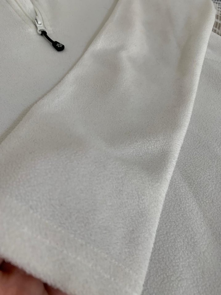 Beyaz Yarım Fermuarlı Kadın polar Sweatshirt s beden - Görsel 4