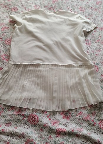 Kız Çocuk Beyaz Pamuklu arka eteği pileli Tişört 13-14 yaş - Görsel 5