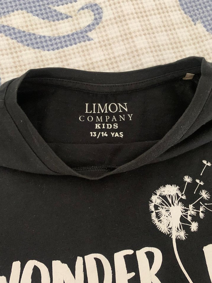 Kız Çocuk Siyah Baskılı Kısa Kollu Tişört boynerden alındı 13-14 - Görsel 3