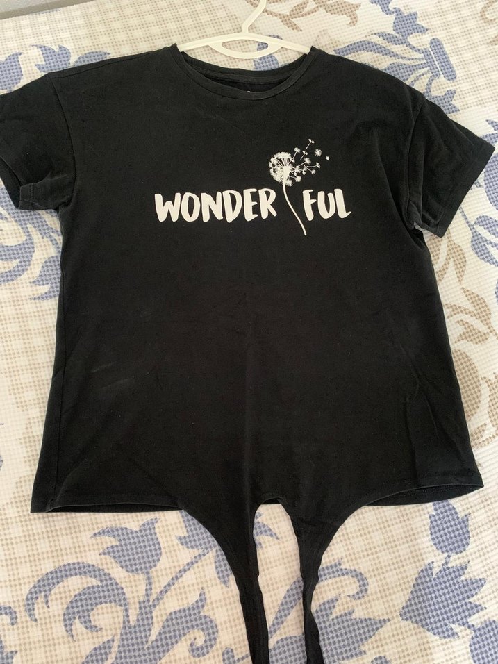 Kız Çocuk Siyah Baskılı Kısa Kollu Tişört boynerden alındı 13-14 - Görsel 2