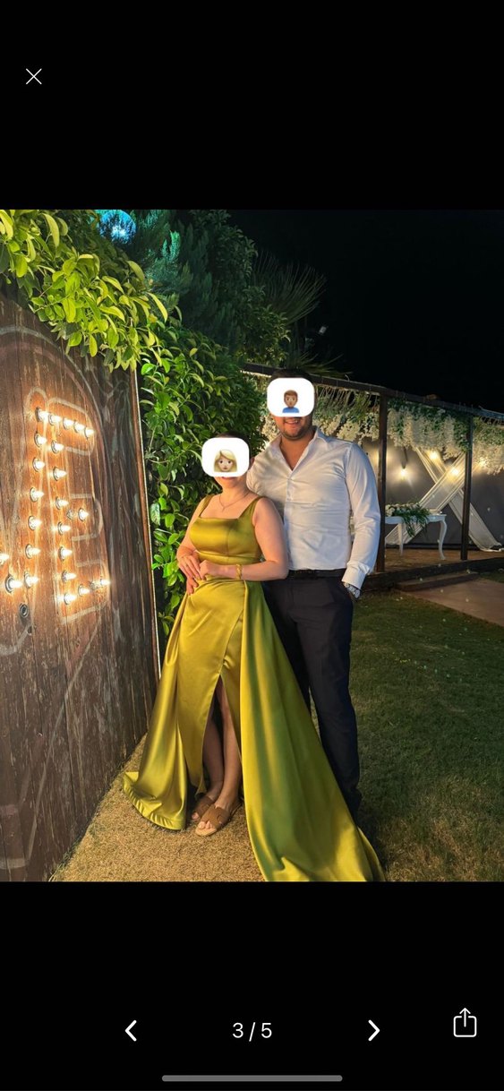 Saten Abiye Yeşil Elbise - Görsel 2