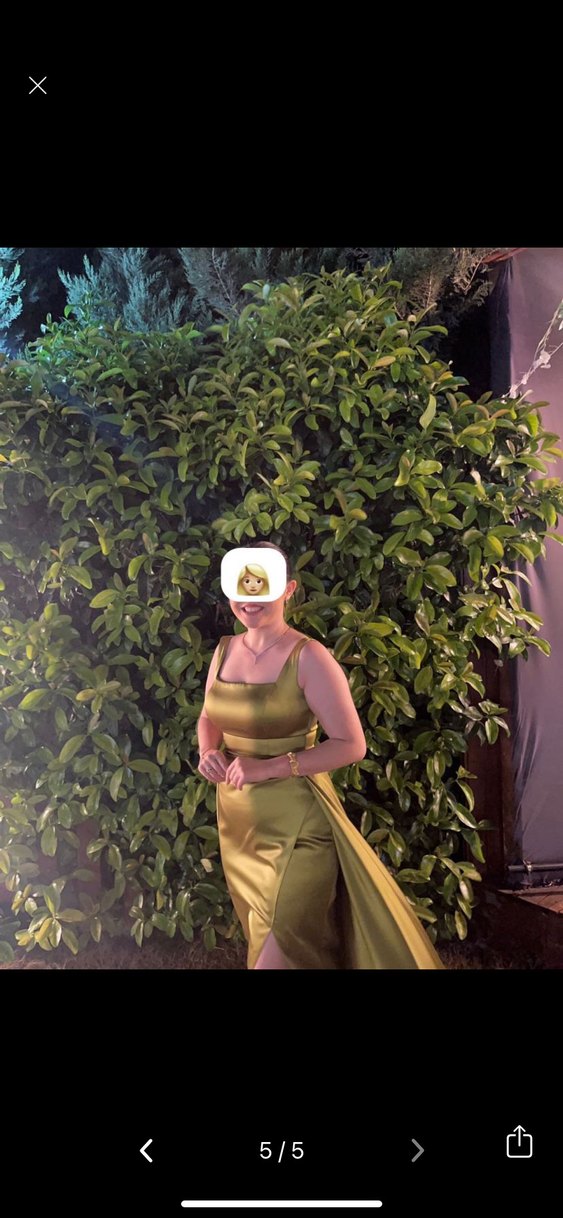 Saten Abiye Yeşil Elbise - Görsel 5