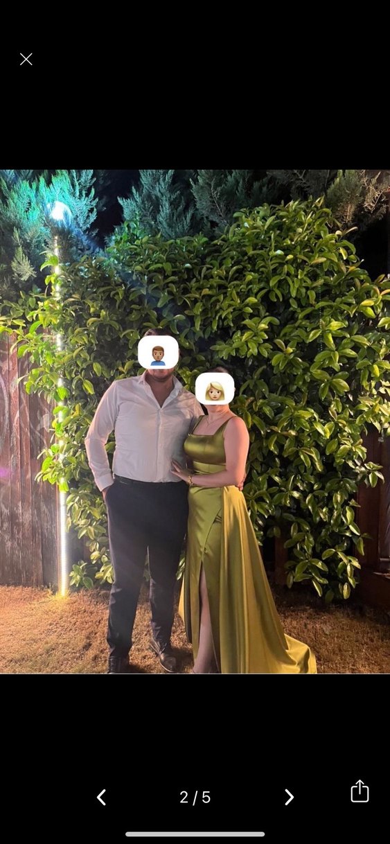 Saten Abiye Yeşil Elbise - Görsel 3