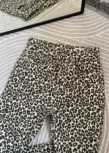 Kadın Leopar Desenli Uzun Kumaş Pantolon - Görsel 3