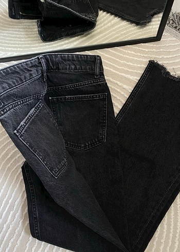 Kadın Siyah Midi Boy Kot Pantolon - Görsel 2