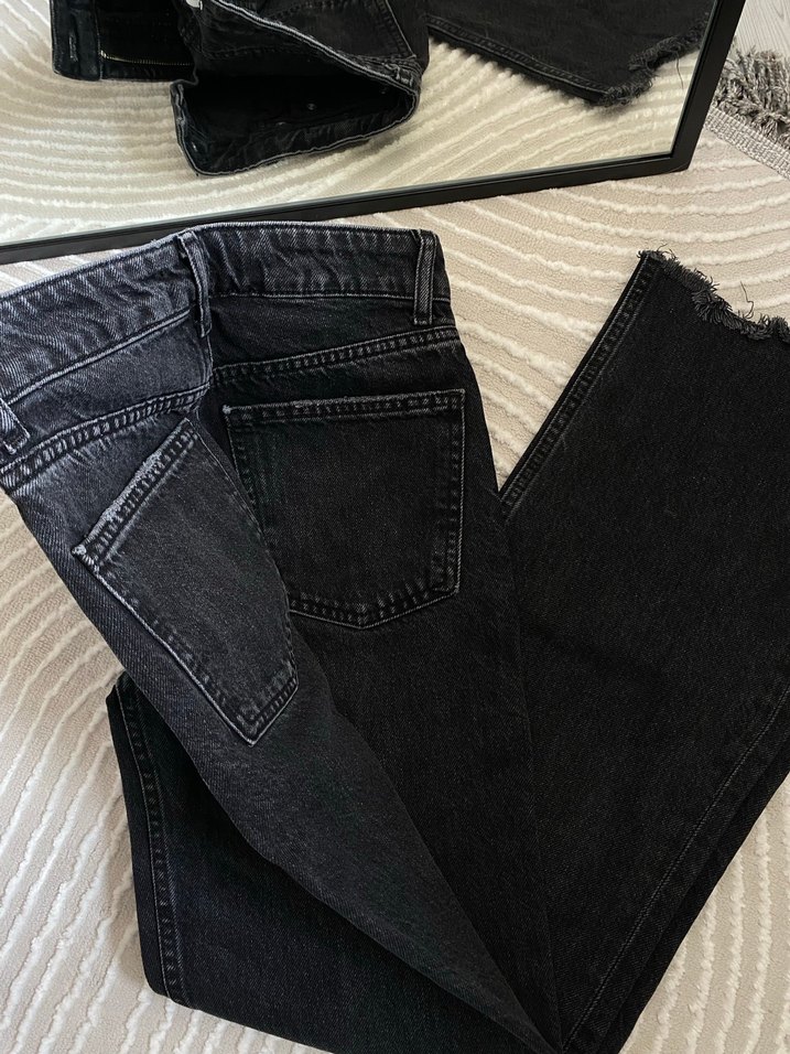 Kadın Siyah Midi Boy Kot Pantolon - Görsel 2