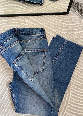 Düğmeli Regular Fit Mavi Kadın Kot Pantolon - Görsel 2