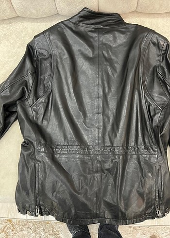 Siyah Deri Biker Ceket, Kemerli, Normal Boy - Görsel 7