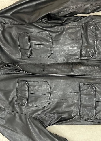 Siyah Deri Biker Ceket, Kemerli, Normal Boy - Görsel 9