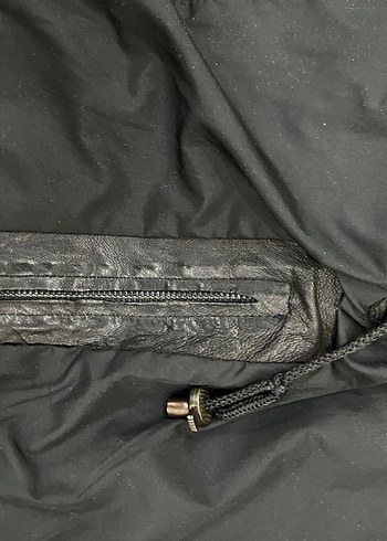 Siyah Deri Biker Ceket, Kemerli, Normal Boy - Görsel 10