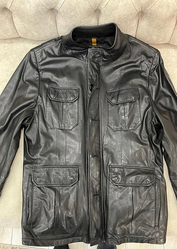 Siyah Deri Biker Ceket, Kemerli, Normal Boy - Görsel 5