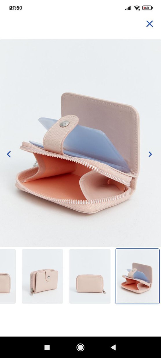 Pudra Deri Kadın Fermuarlı Cüzdan - Görsel 3