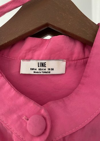 38 Beden pembe Renk Düğmeli Pembe Mini Pamuklu Tunik
