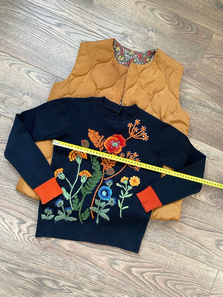 Kız Nakışlı kazak şişme yelek takım - Görsel 4