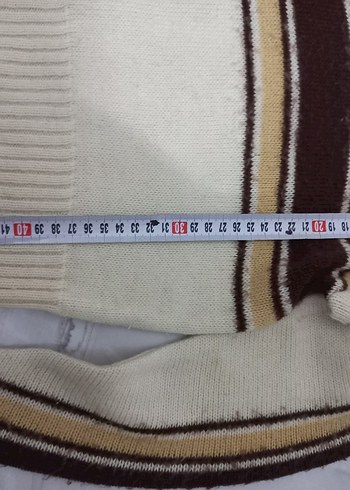 Bej Çizgili Triko Kazak - Görsel 2