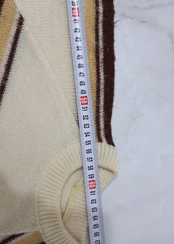 Bej Çizgili Triko Kazak - Görsel 4