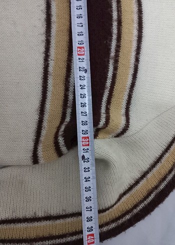 Bej Çizgili Triko Kazak - Görsel 3