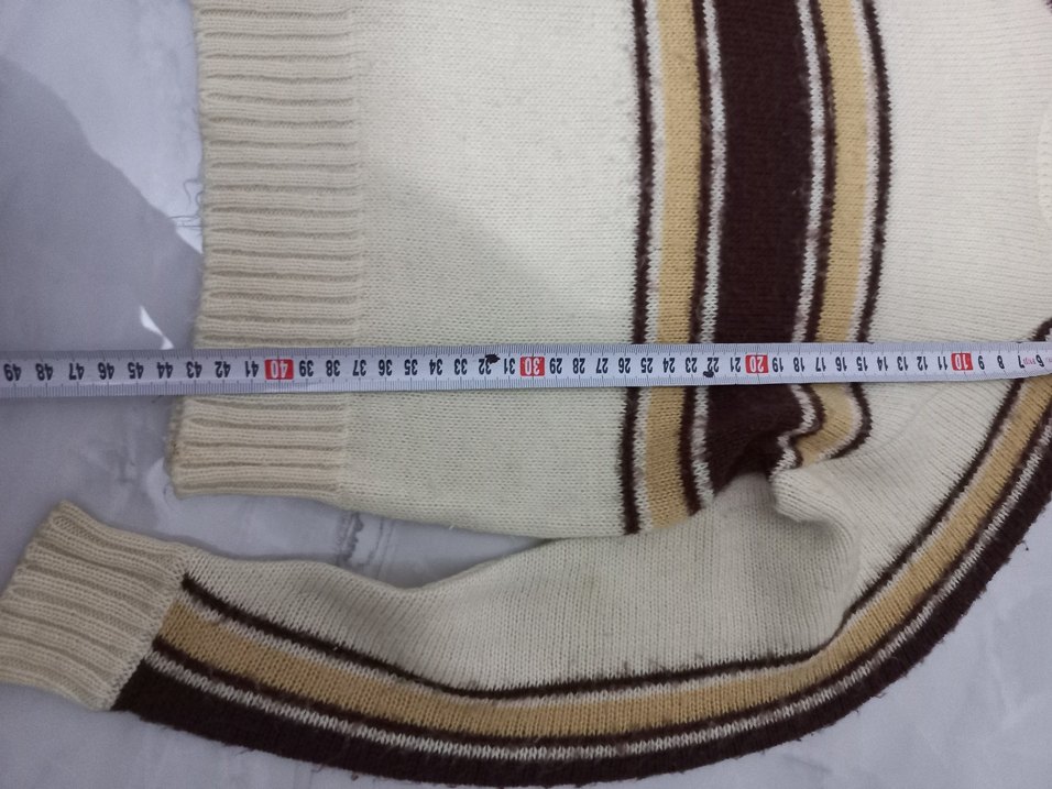 Bej Çizgili Triko Kazak - Görsel 2