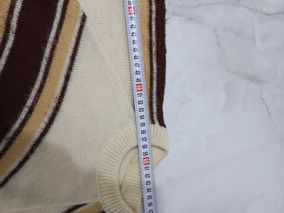 Bej Çizgili Triko Kazak - Görsel 4