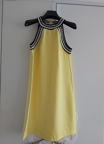 Sarı mini scuba kumaş elbise 