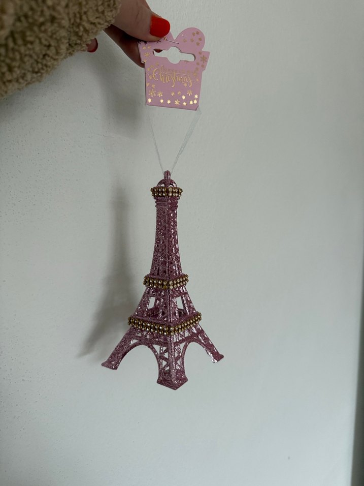 Pembe Simli Eyfel Kulesi Çam Ağacı Süsü - Görsel 2