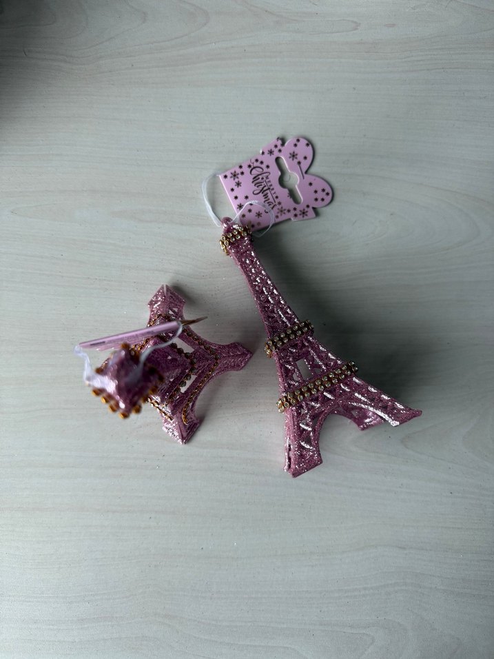 Pembe Simli Eyfel Kulesi Çam Ağacı Süsü - Görsel 4