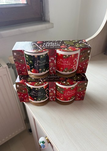 4 Adet Renkli Noel Temalı Seramik Kupa Seti - Görsel 2