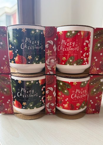 4 Adet Renkli Noel Temalı Seramik Kupa Seti - Görsel 6